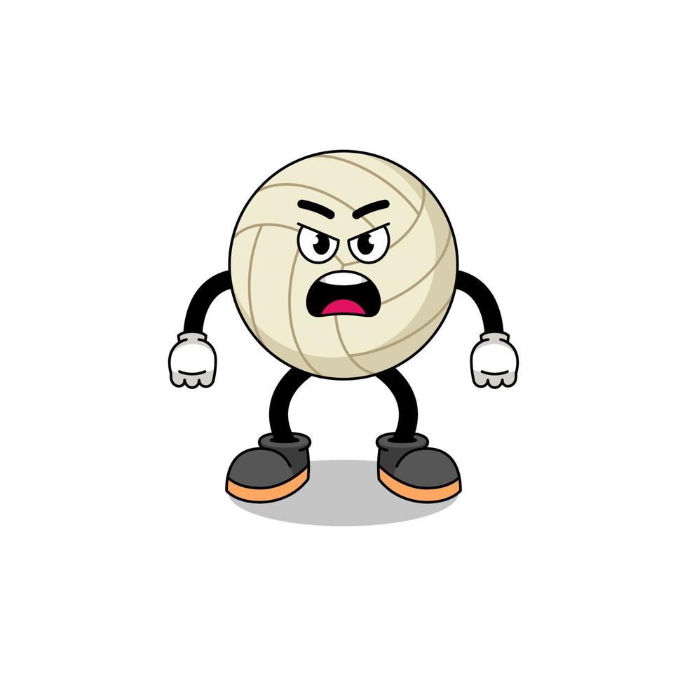 volleyball cartoon illustration with angry expression vector