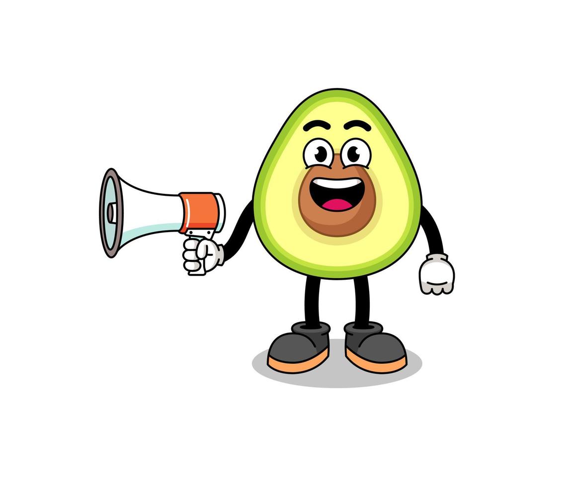avocado cartoon illustration holding megaphone vector