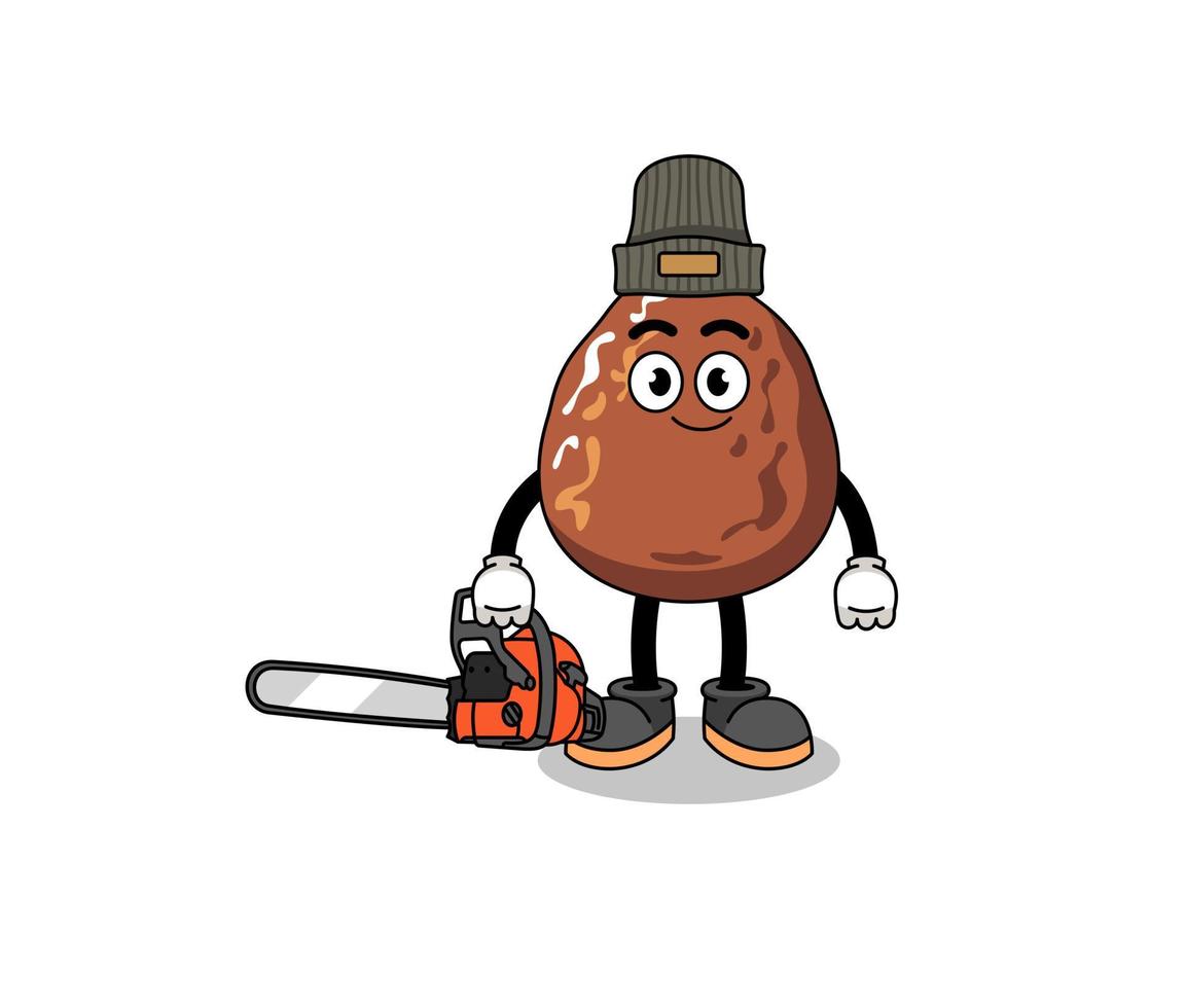 date fruit illustration cartoon as a lumberjack vector