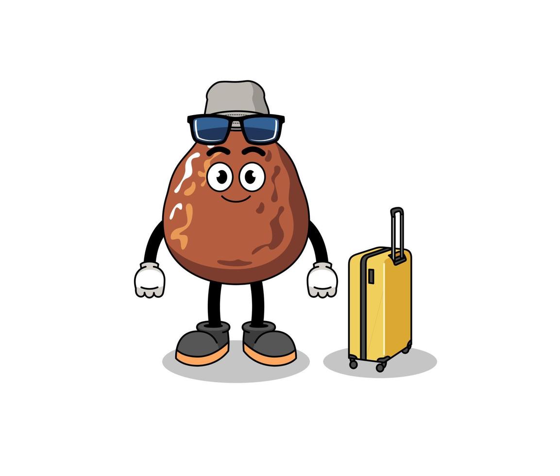 date fruit mascot doing vacation vector