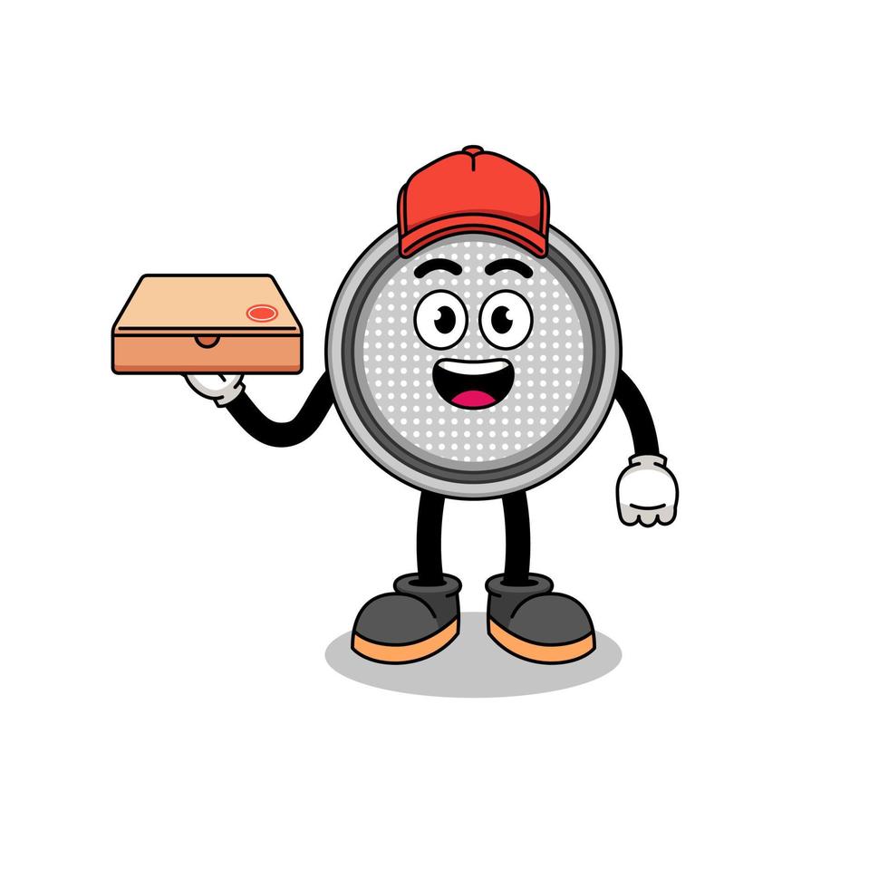 button cell illustration as a pizza deliveryman vector