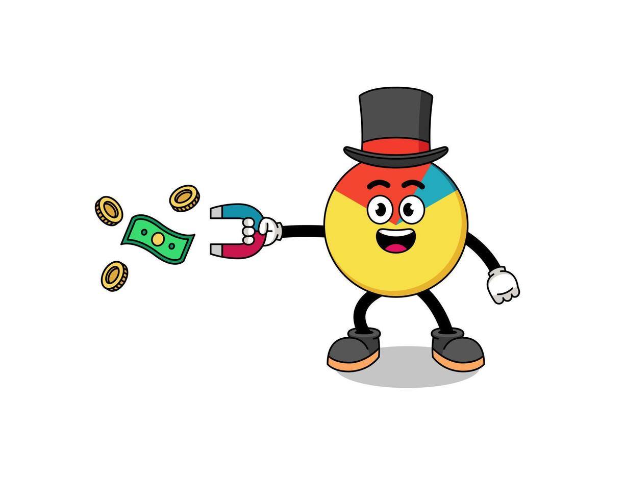 Character Illustration of chart catching money with a magnet vector