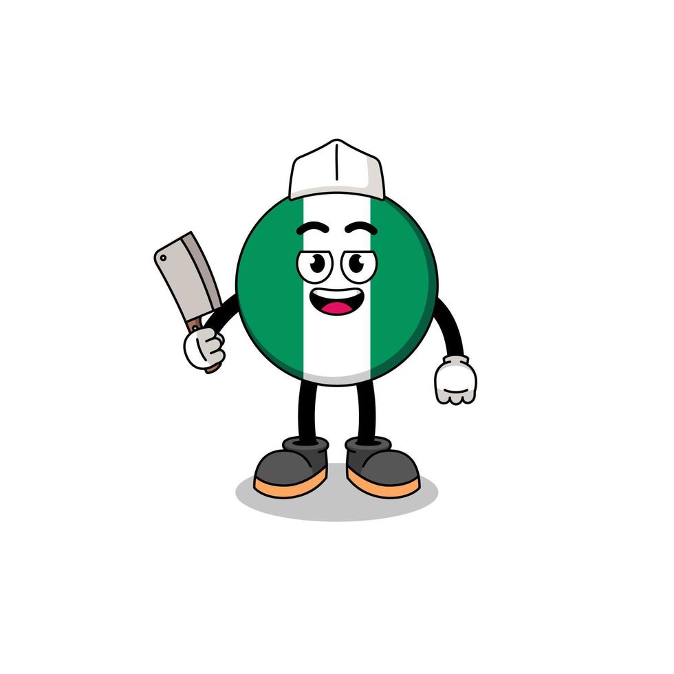 Mascot of nigeria flag as a butcher vector