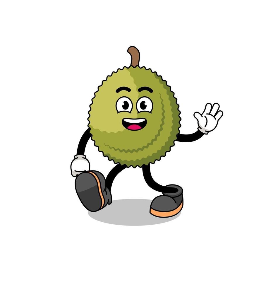 dibujos animados de fruta durian caminando vector