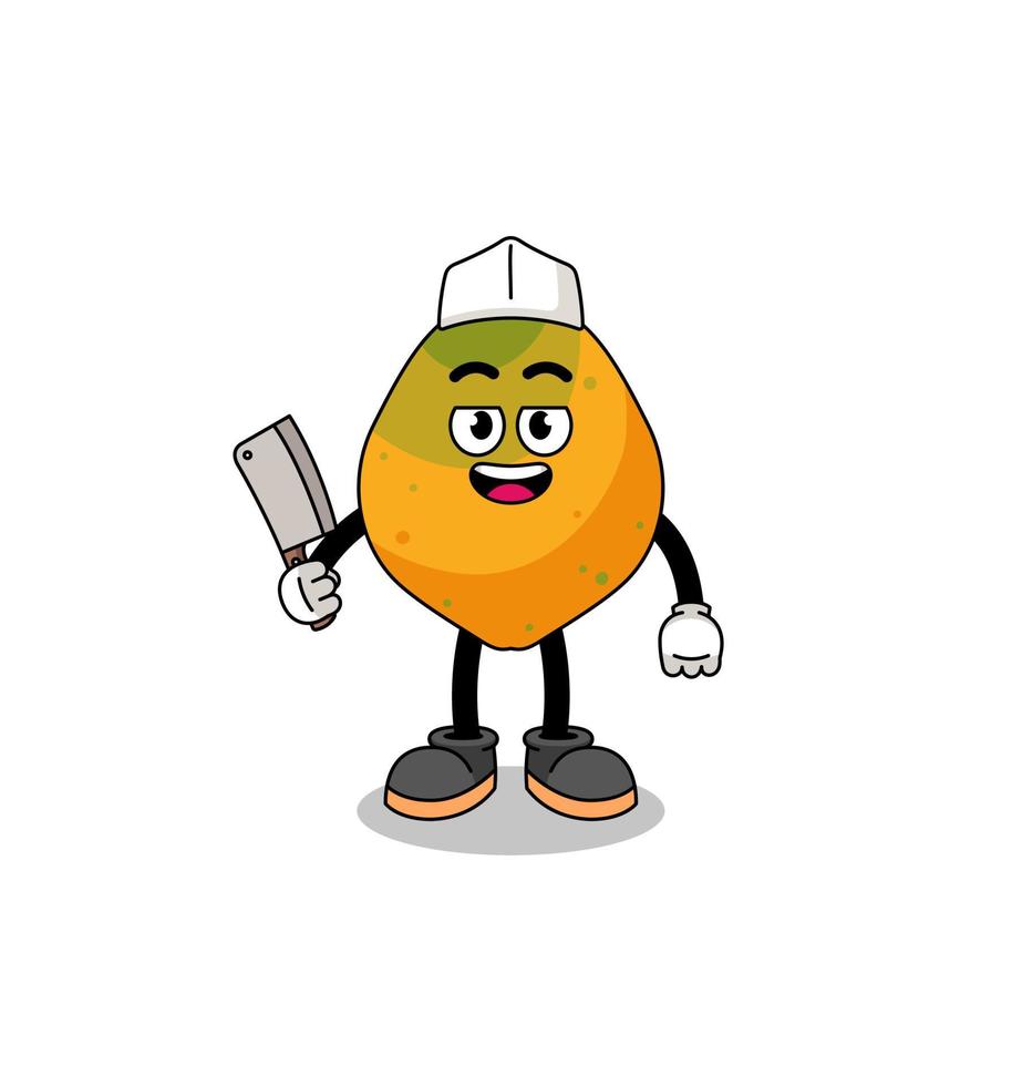 Mascot of papaya fruit as a butcher vector