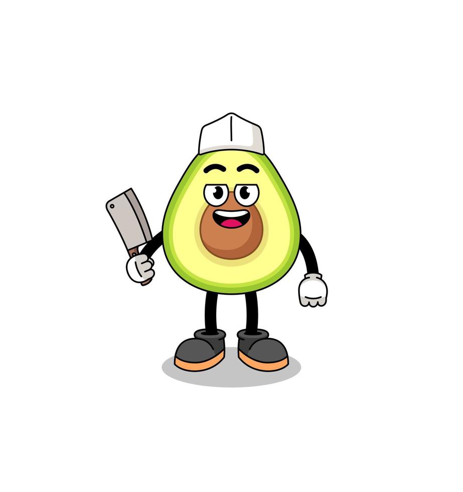 Mascot of avocado as a butcher vector
