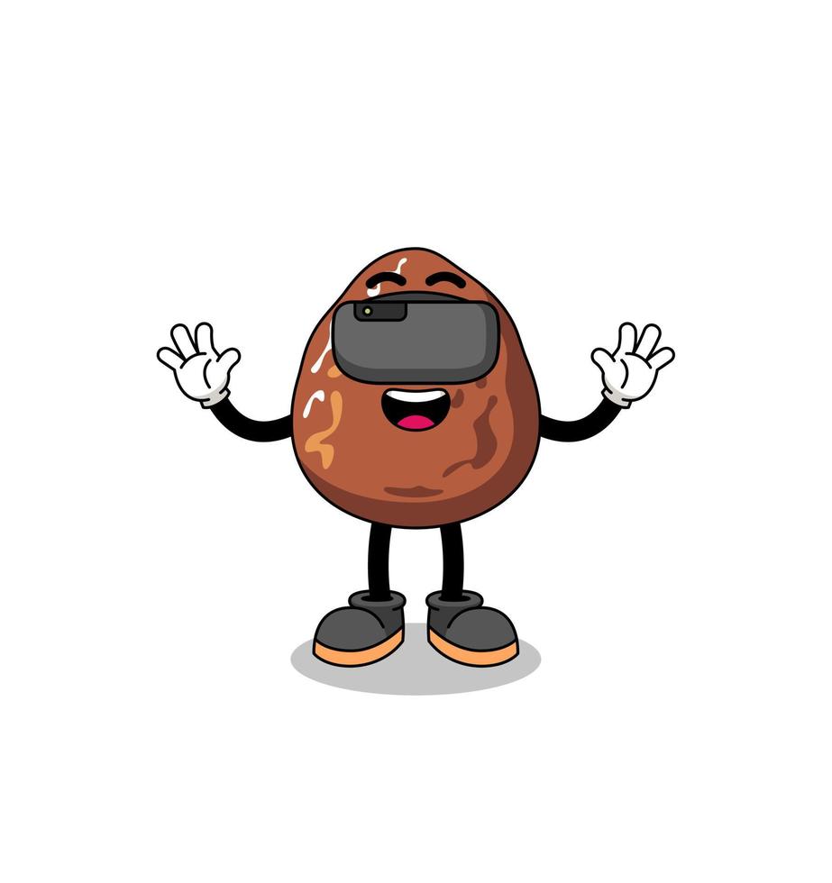 Illustration of date fruit with a vr headset vector