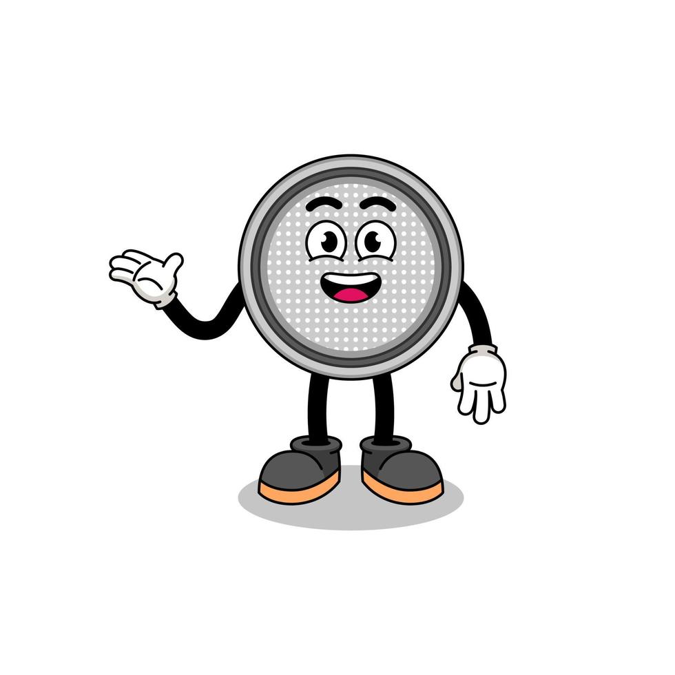 button cell cartoon with welcome pose vector