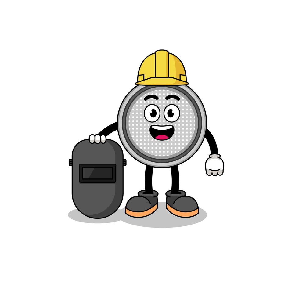 Mascot of button cell as a welder vector