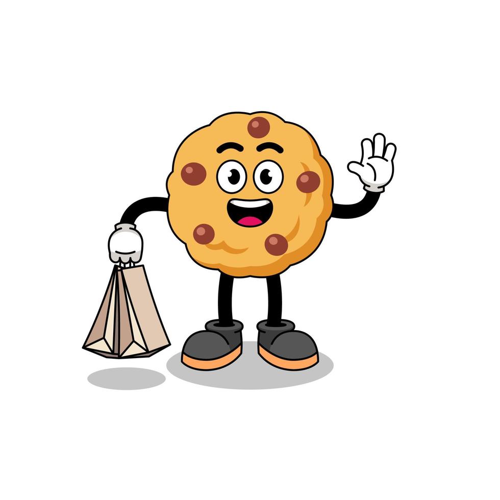 Cartoon of chocolate chip cookie shopping vector