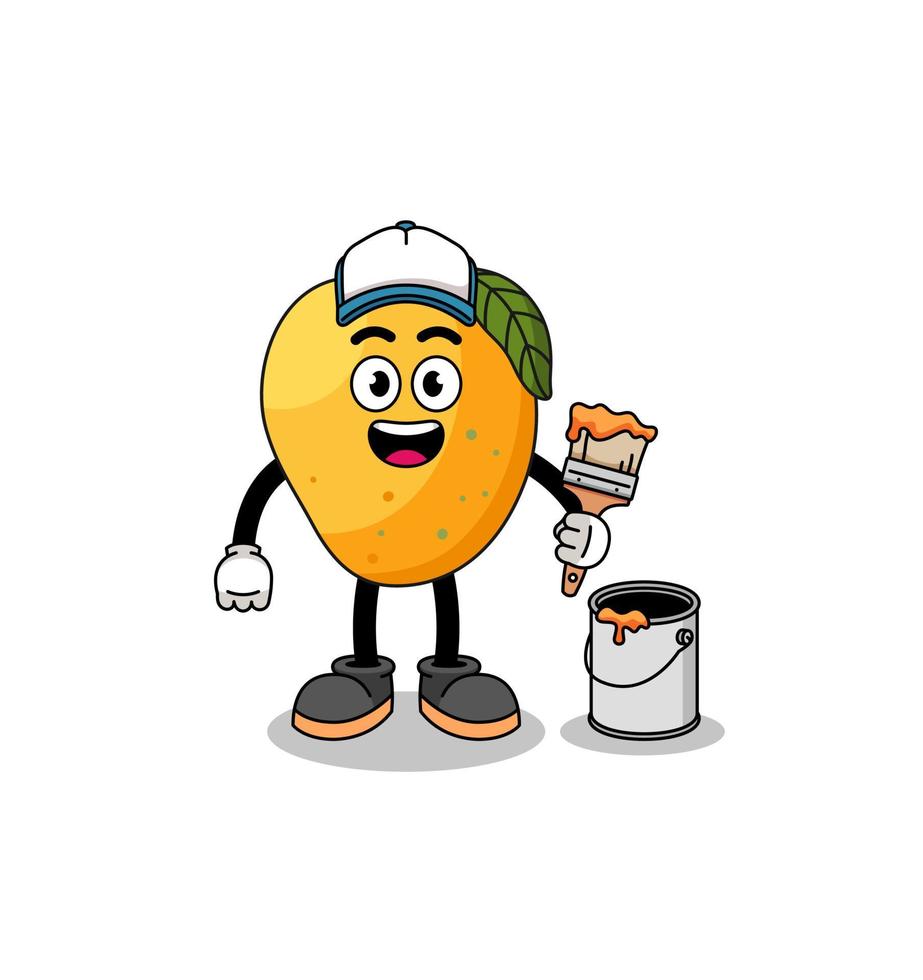 Character mascot of mango fruit as a painter vector