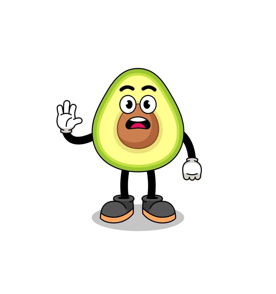 avocado cartoon illustration doing stop hand vector