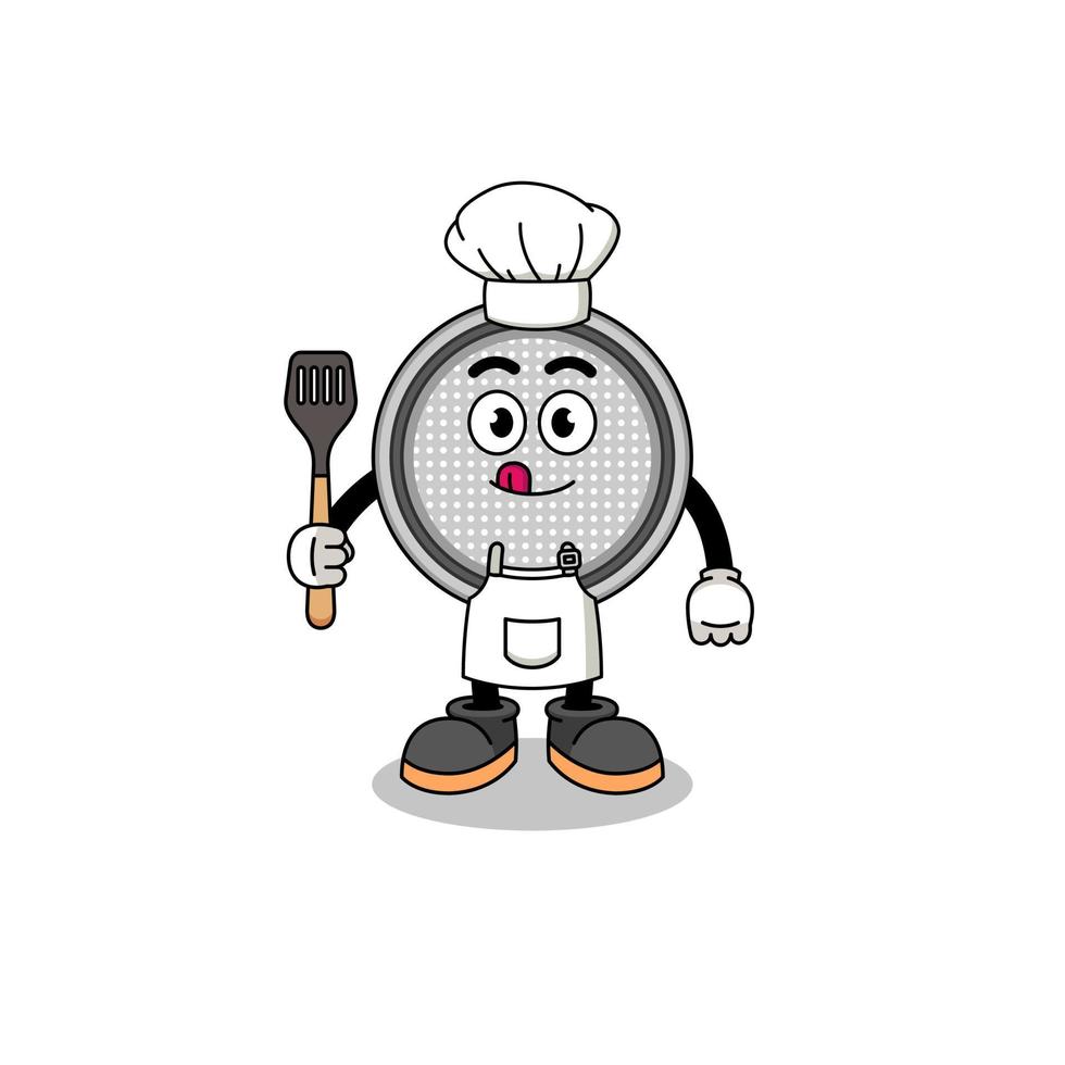 ilustración de mascota del chef de celda de botón vector