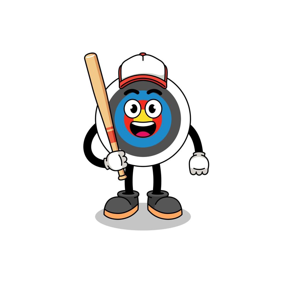 archery target mascot cartoon as a baseball player vector