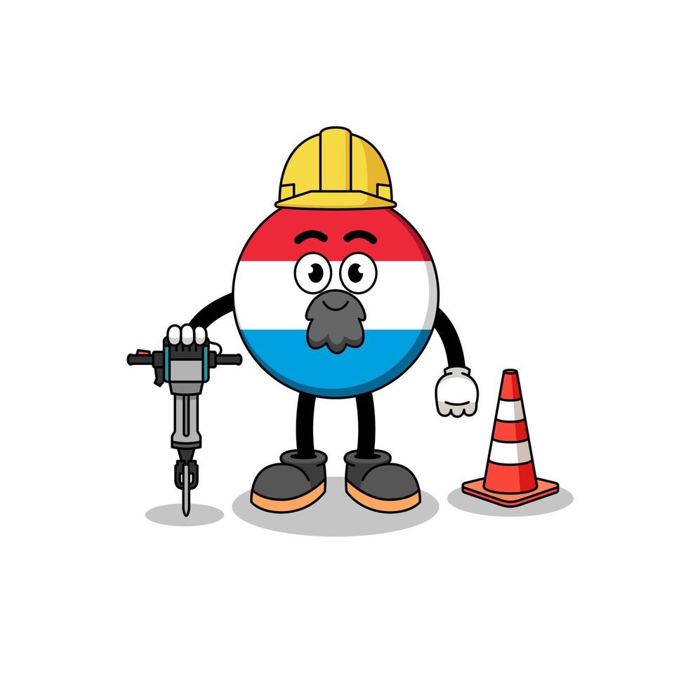 Character cartoon of luxembourg working on road construction vector