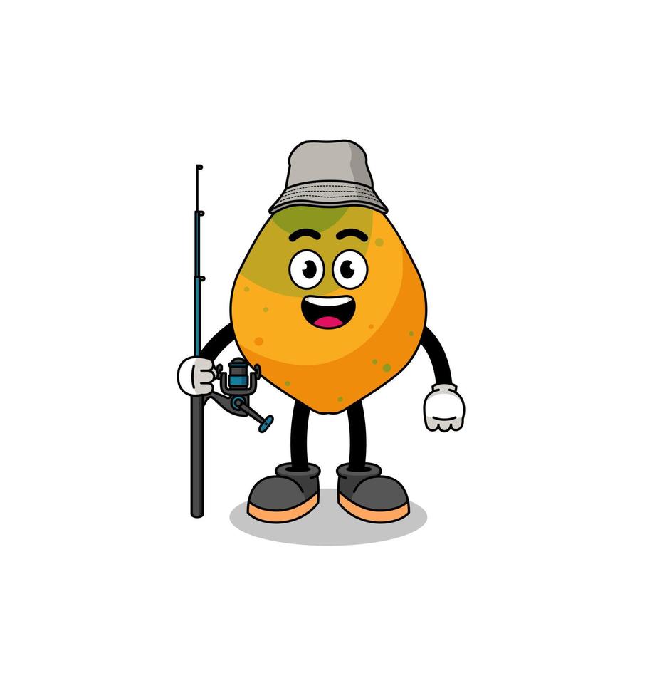 ilustración de mascota de pescador de fruta de papaya vector