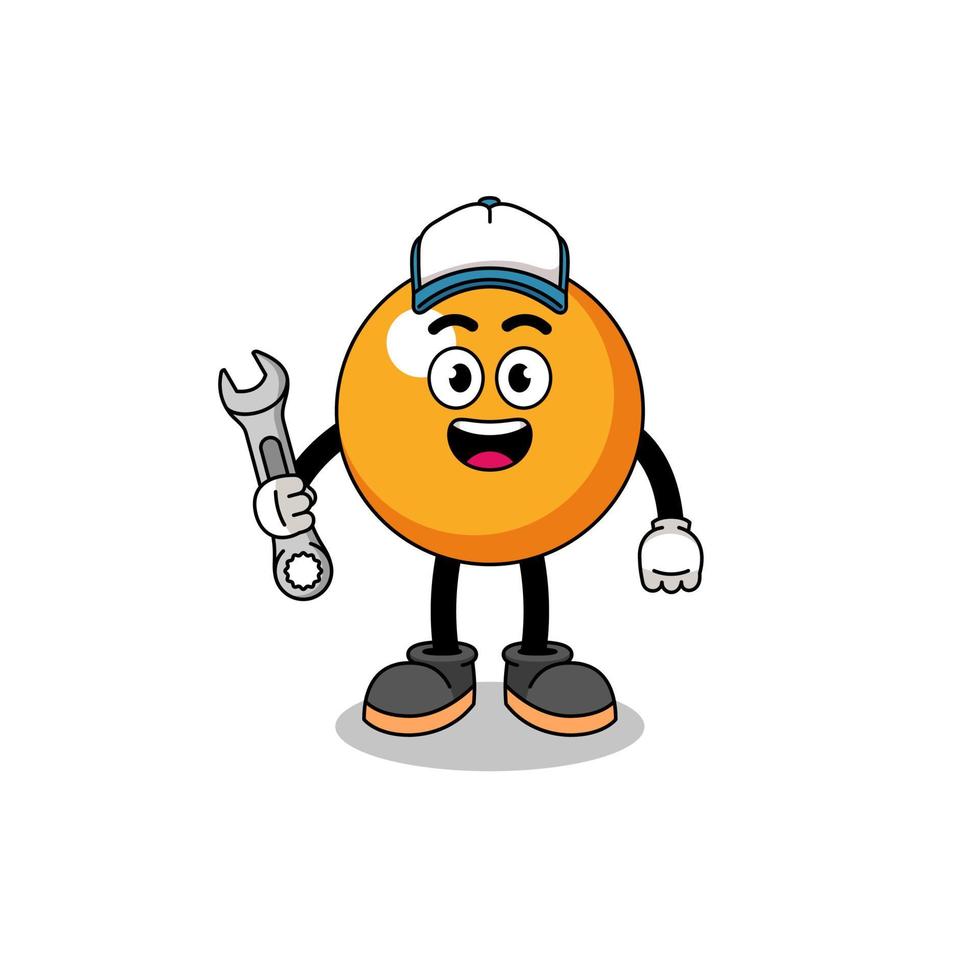ping pong ball illustration cartoon as a mechanic vector