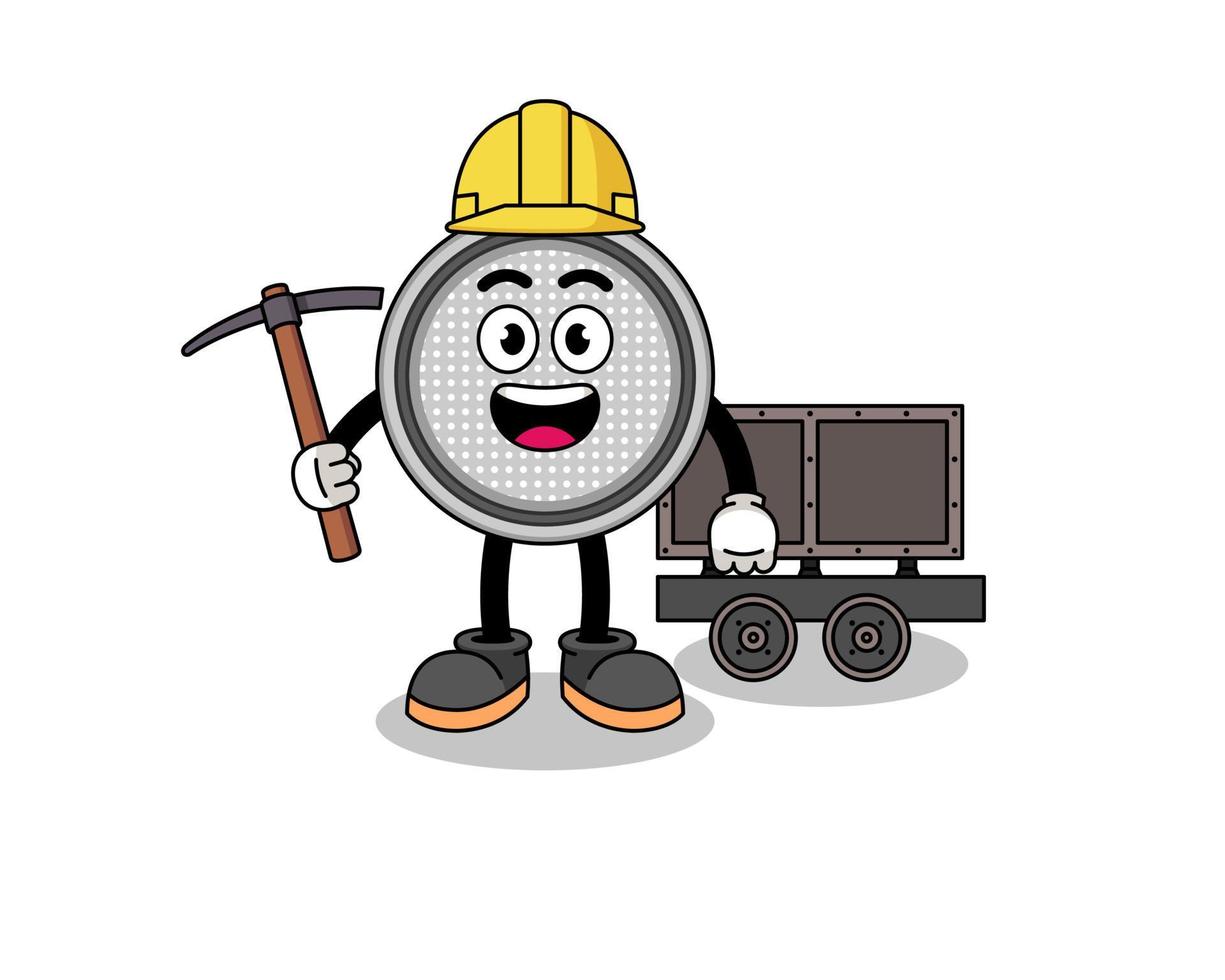 Mascot Illustration of button cell miner vector