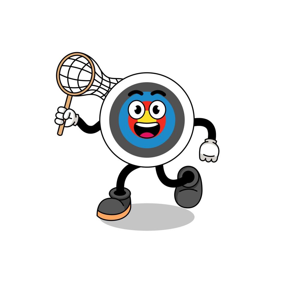 Cartoon of archery target catching a butterfly vector