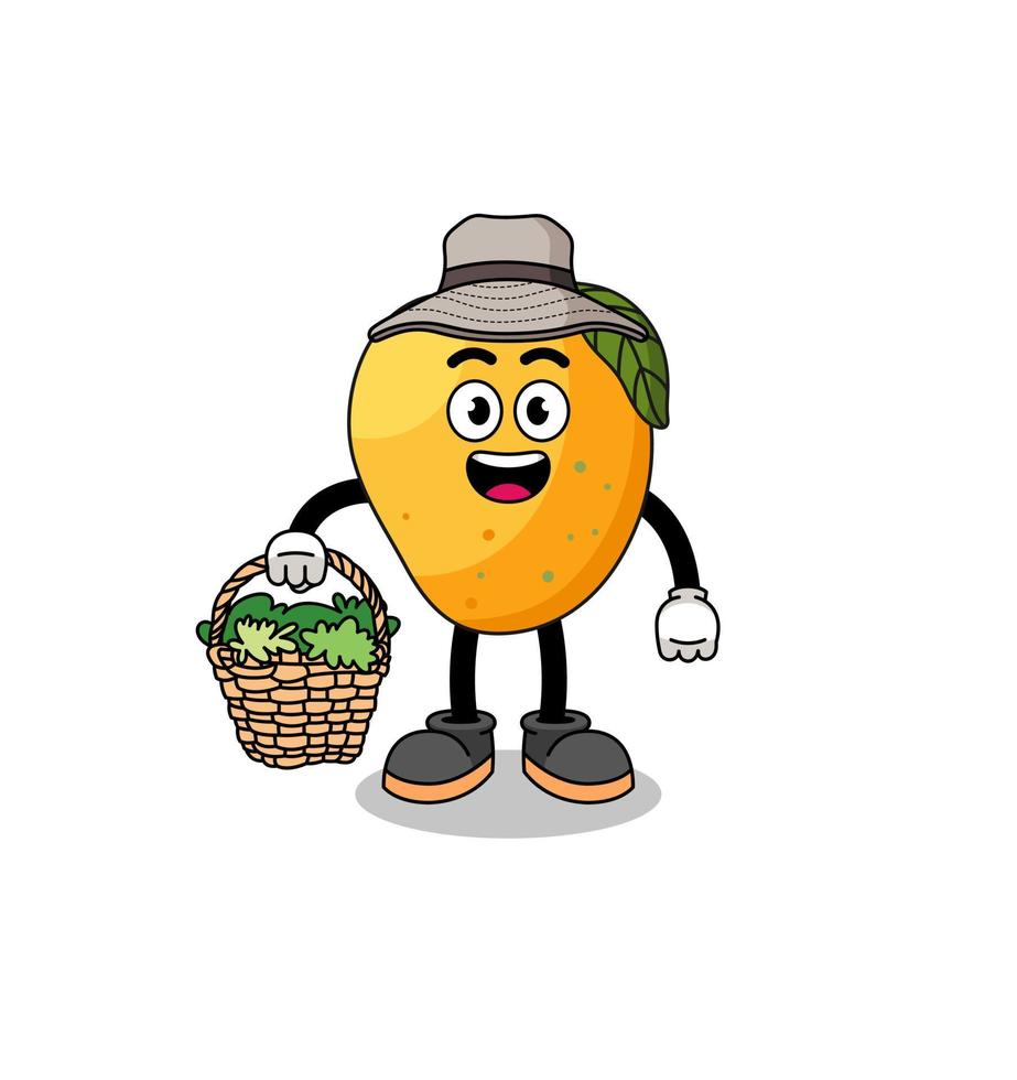 ilustración de personaje de fruta de mango como herbolario vector