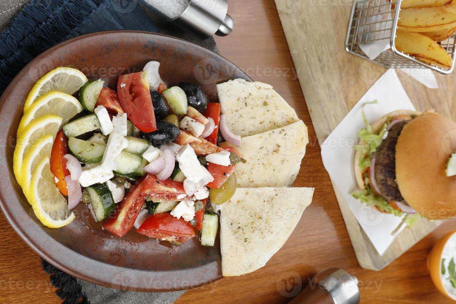 Mixed salad with cheese photo