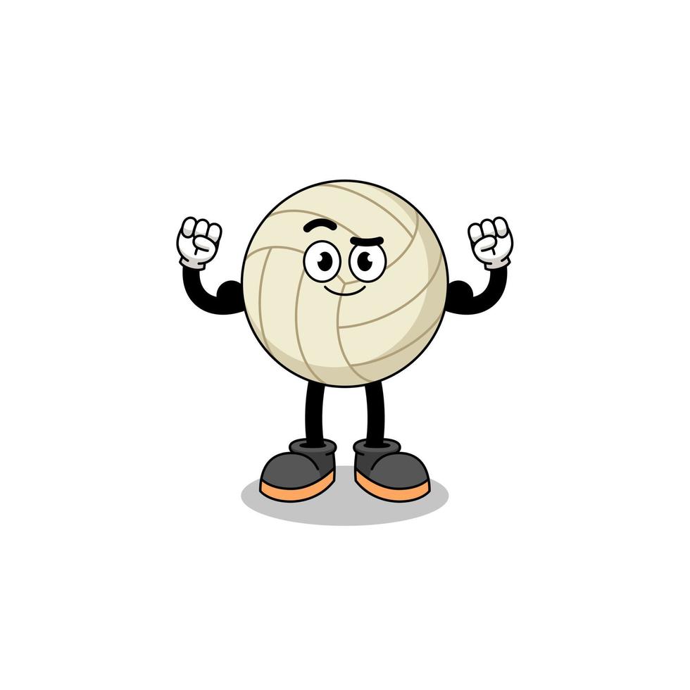 Mascot cartoon of volleyball posing with muscle vector
