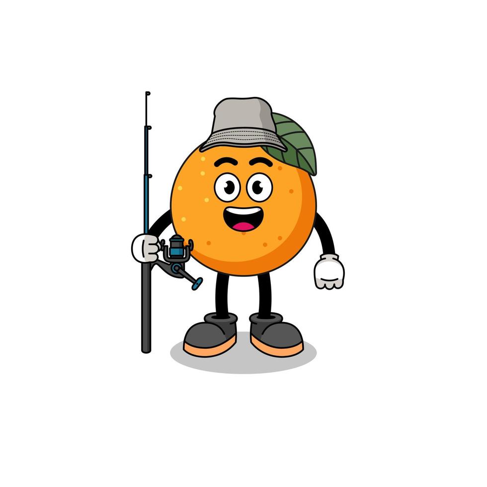 Mascot Illustration of orange fruit fisherman vector