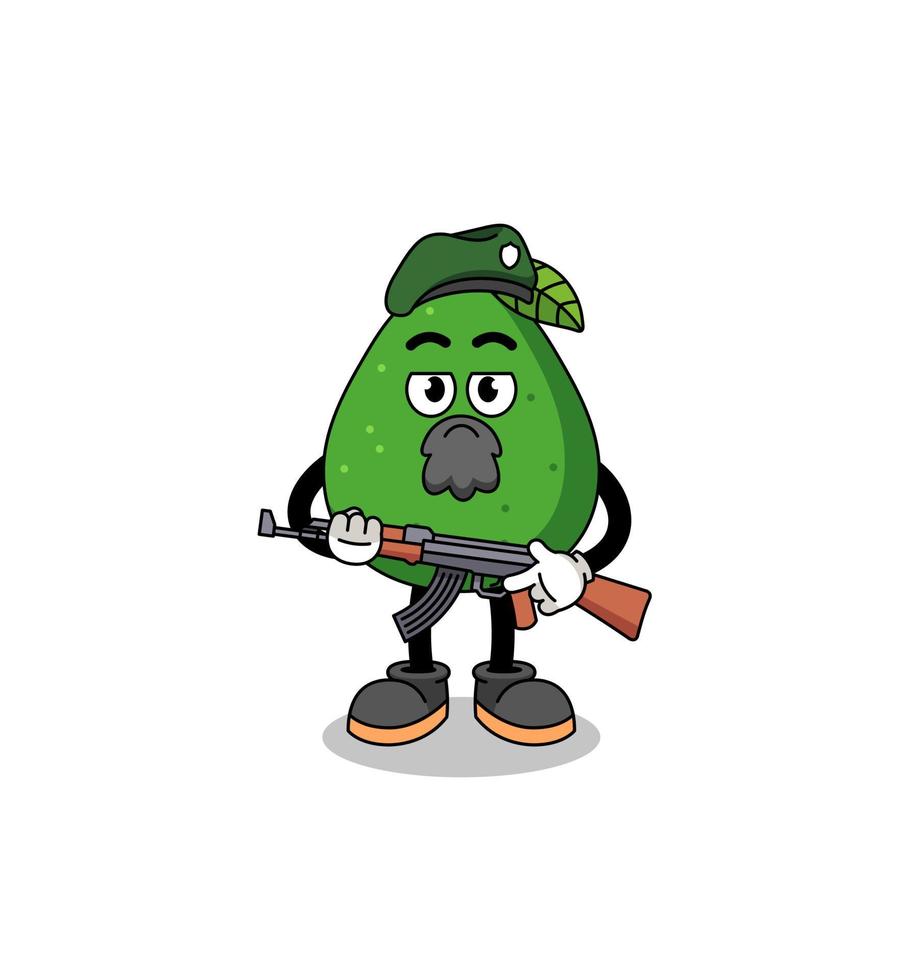 Character cartoon of avocado fruit as a special force vector