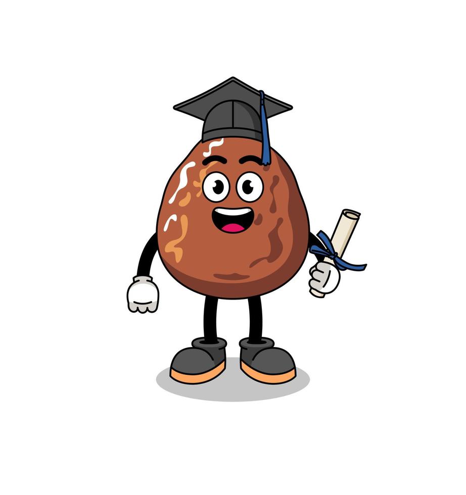 mascota de fruta de dátil con pose de graduación vector