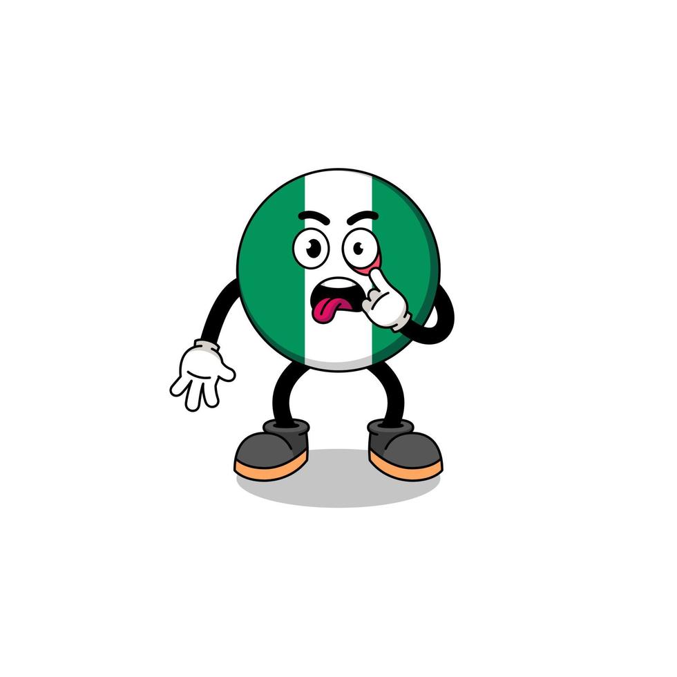 Character Illustration of nigeria flag with tongue sticking out vector
