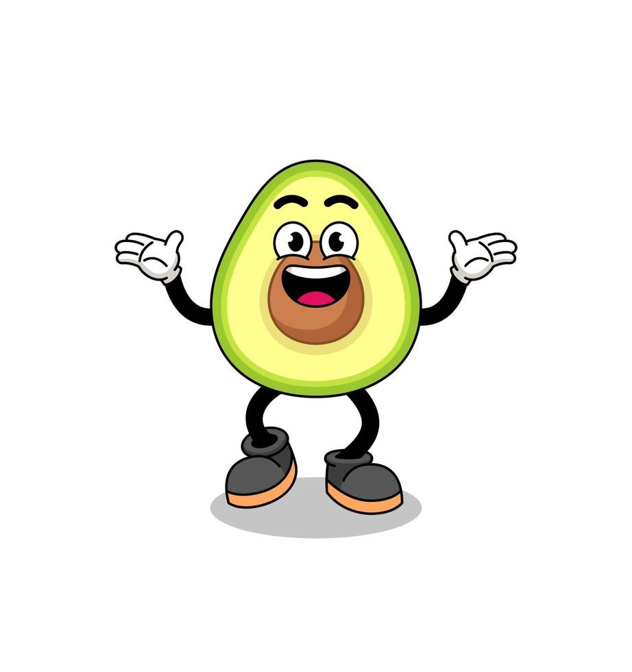 avocado cartoon searching with happy gesture vector
