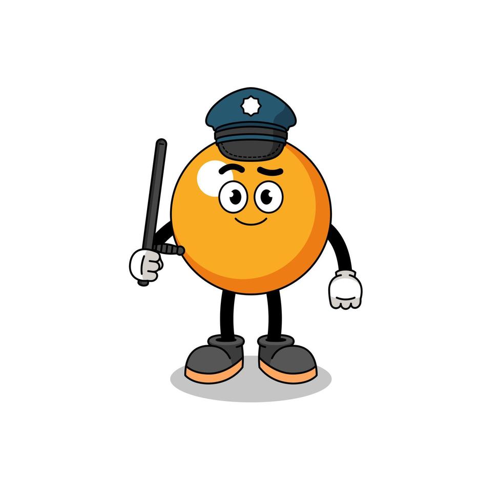 ilustración de dibujos animados de policía de pelota de ping pong vector