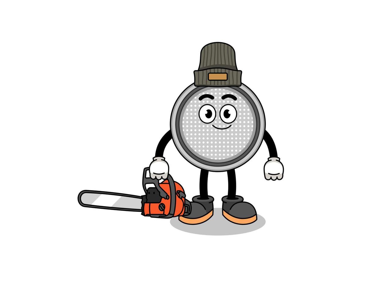 button cell illustration cartoon as a lumberjack vector