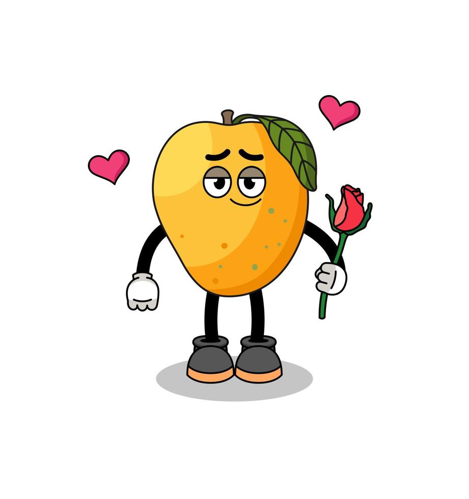 la mascota de la fruta del mango se enamora vector