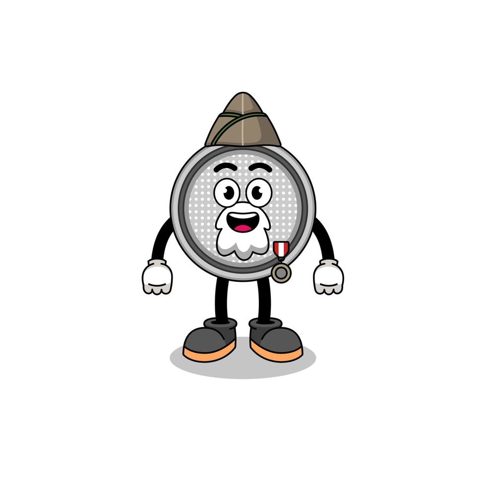 Character cartoon of button cell as a veteran vector