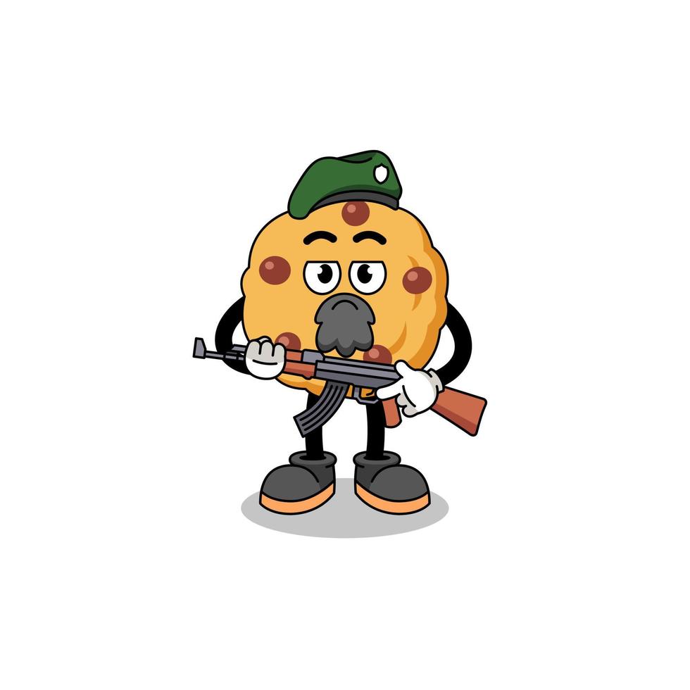 Character cartoon of chocolate chip cookie as a special force vector