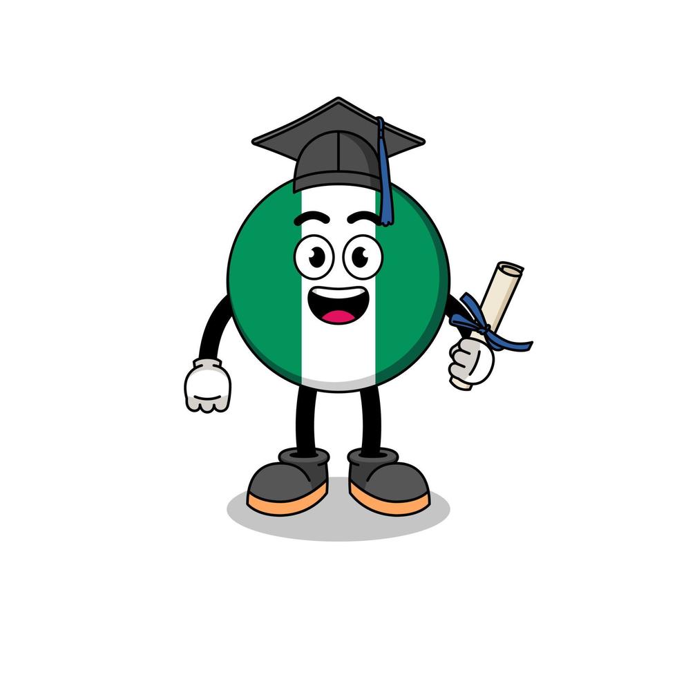 nigeria flag mascot with graduation pose vector