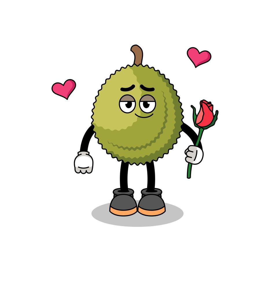 durian fruit mascot falling in love vector