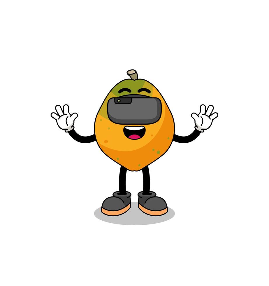 Illustration of papaya fruit with a vr headset vector