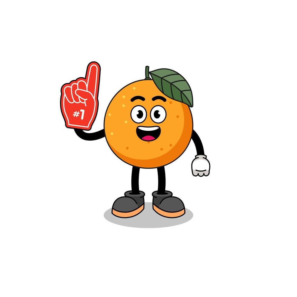 caricatura, mascota, de, naranja, fruta, número 1, ventiladores vector