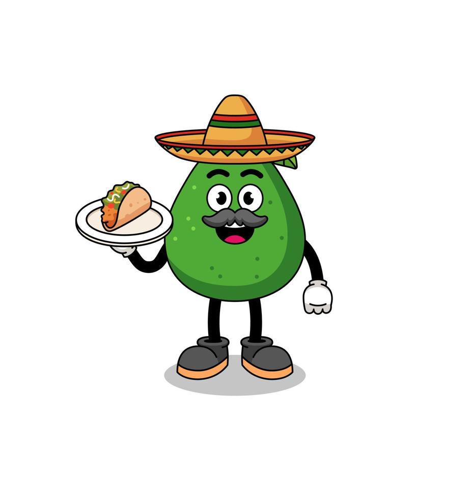 caricatura de personaje de aguacate como chef mexicano vector