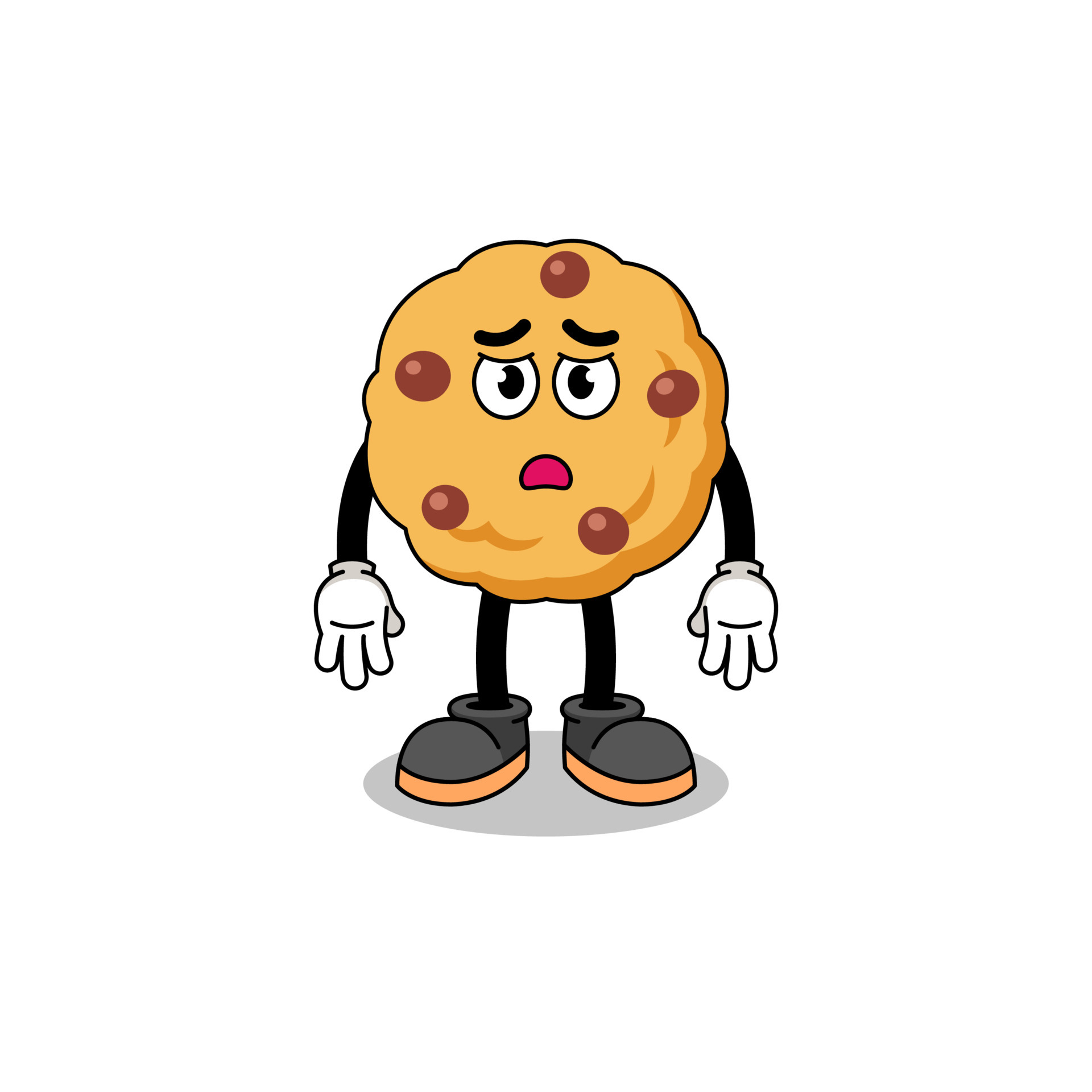chocolate chip cookie cartoon illustration with sad face 7131279 Vector Art  at Vecteezy
