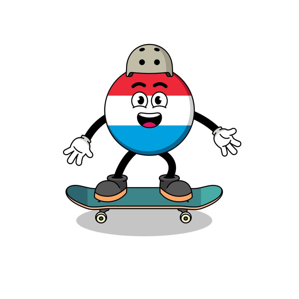 mascota de luxemburgo jugando una patineta vector