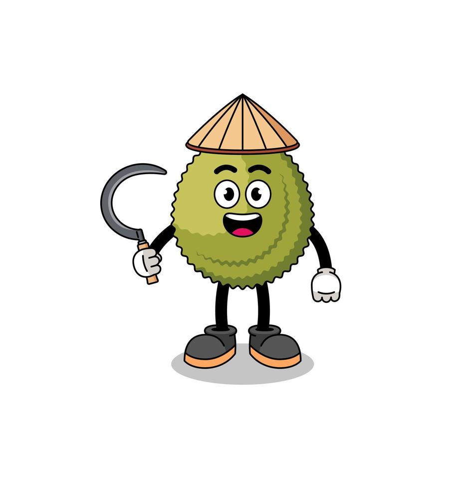 Illustration of durian fruit as an asian farmer vector