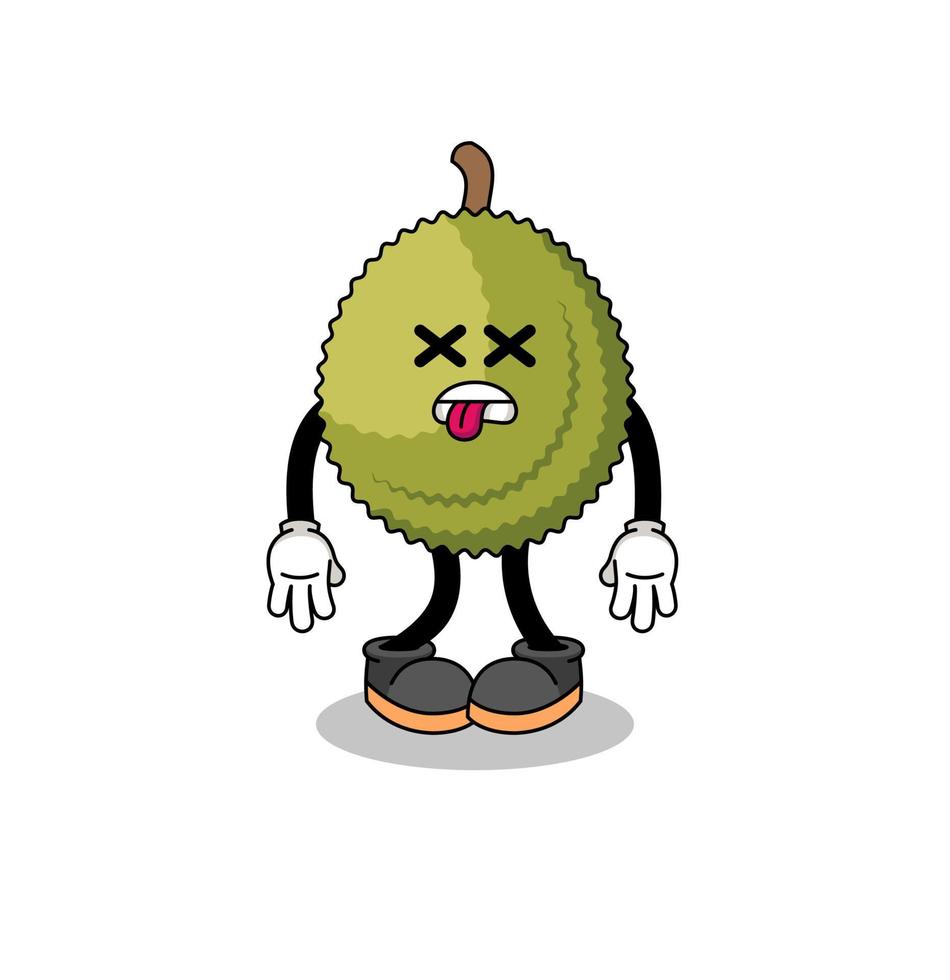 durian fruit mascot illustration is dead vector