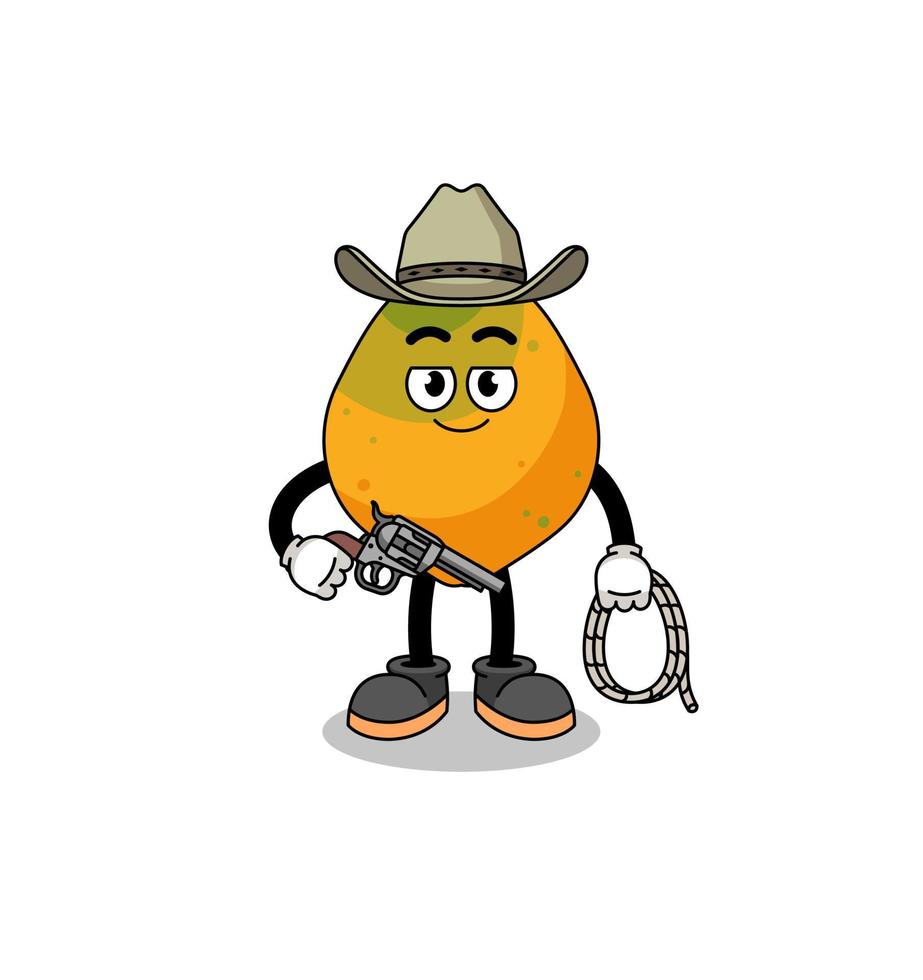 mascota de personaje de fruta de papaya como vaquero vector