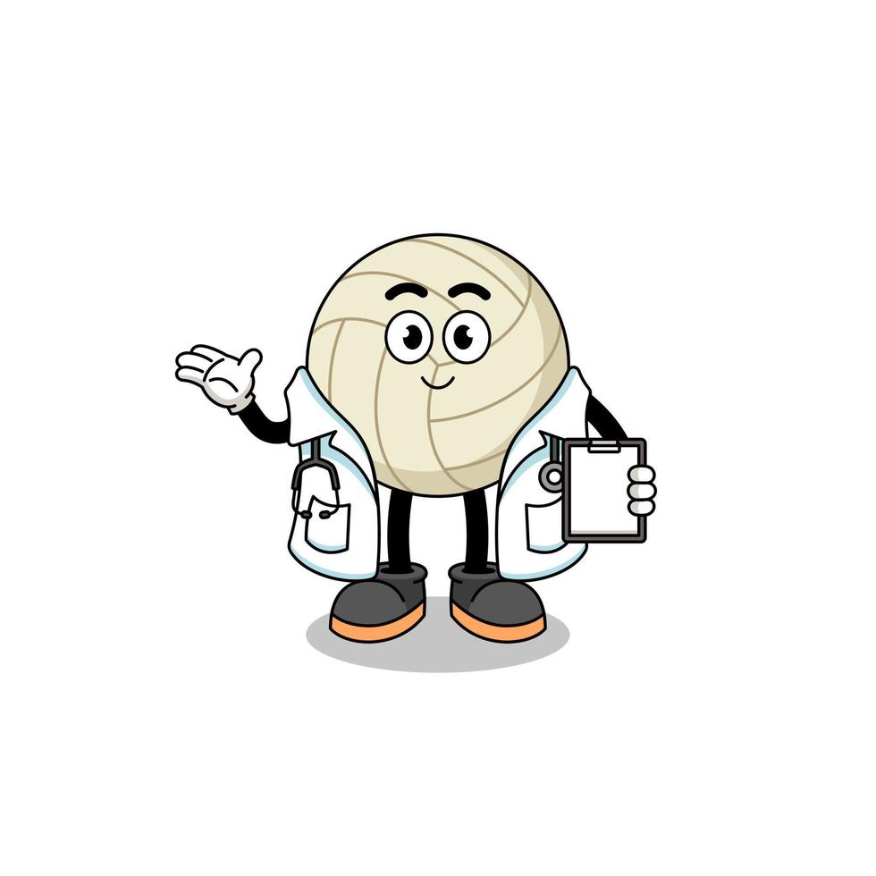Cartoon mascot of volleyball doctor vector