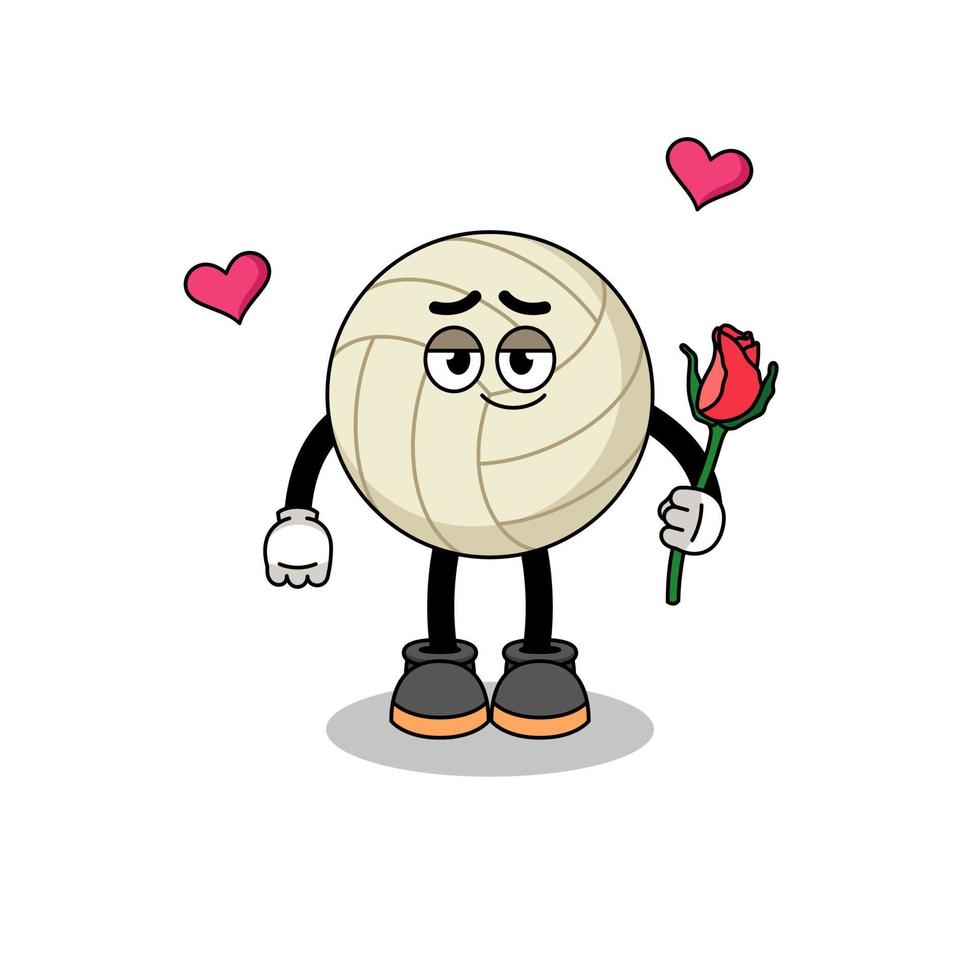 mascota de voleibol enamorándose vector