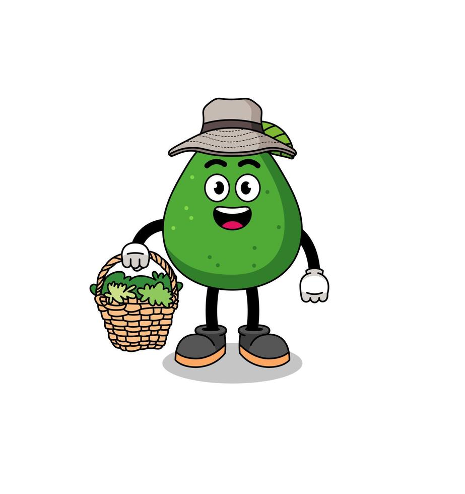 ilustración de personaje de aguacate como herbolario vector