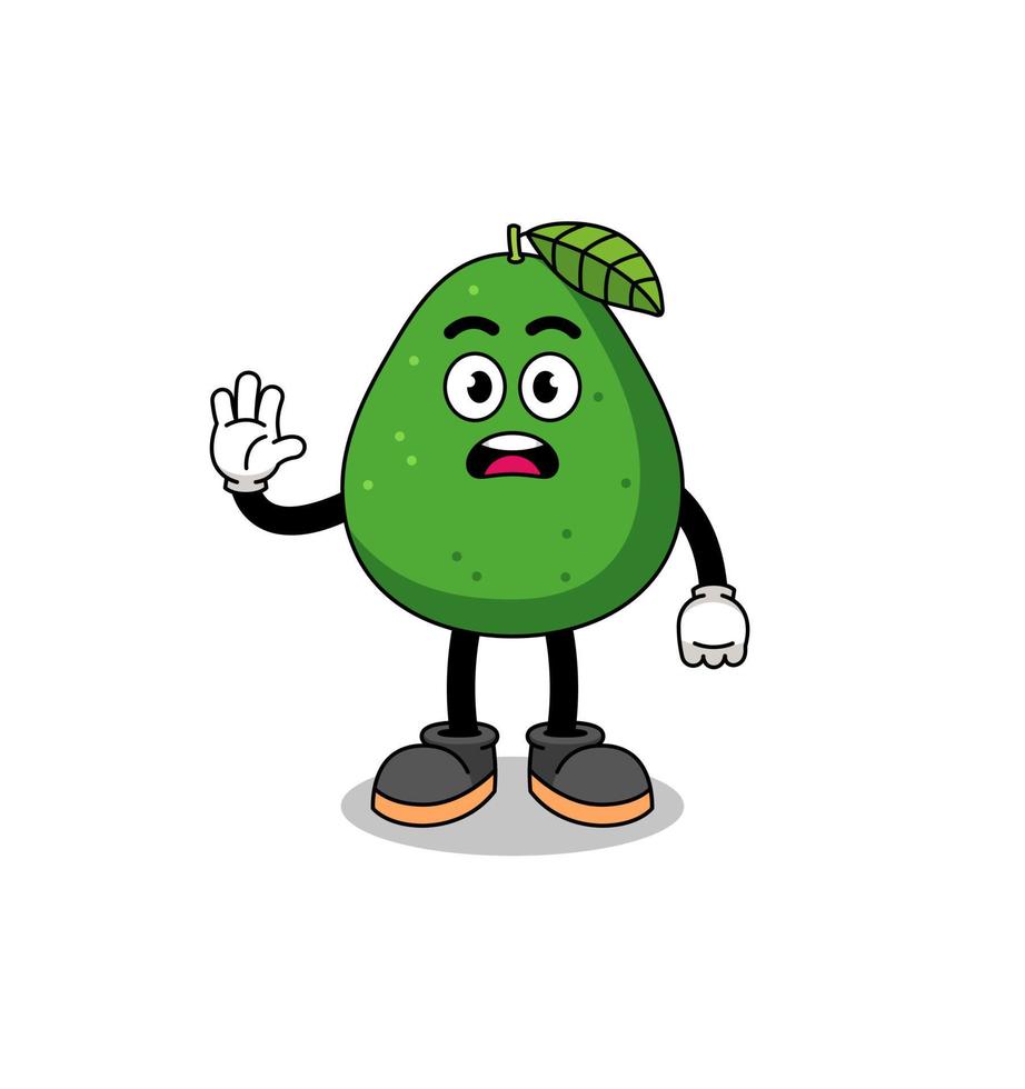 avocado fruit cartoon illustration doing stop hand vector